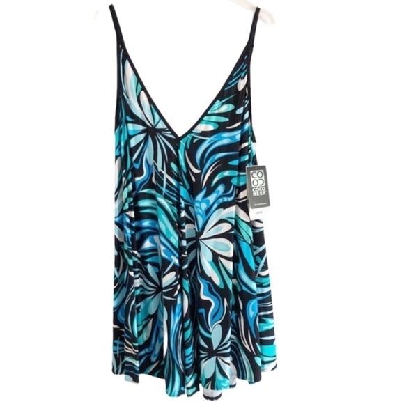 Coco Reef Black Multi Cassis Swirl Flowy Cover Up Dress Large - Picture 3 of 11